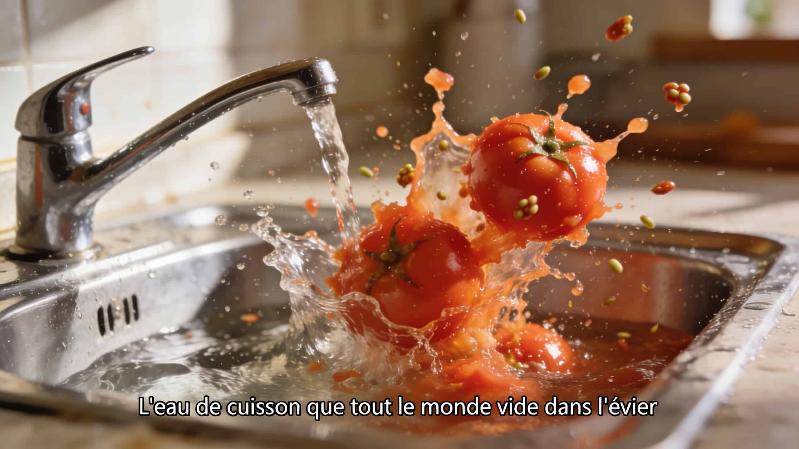 L'eau de cuisson que tout le monde vide dans l'évier et qui fait exploser les tomates