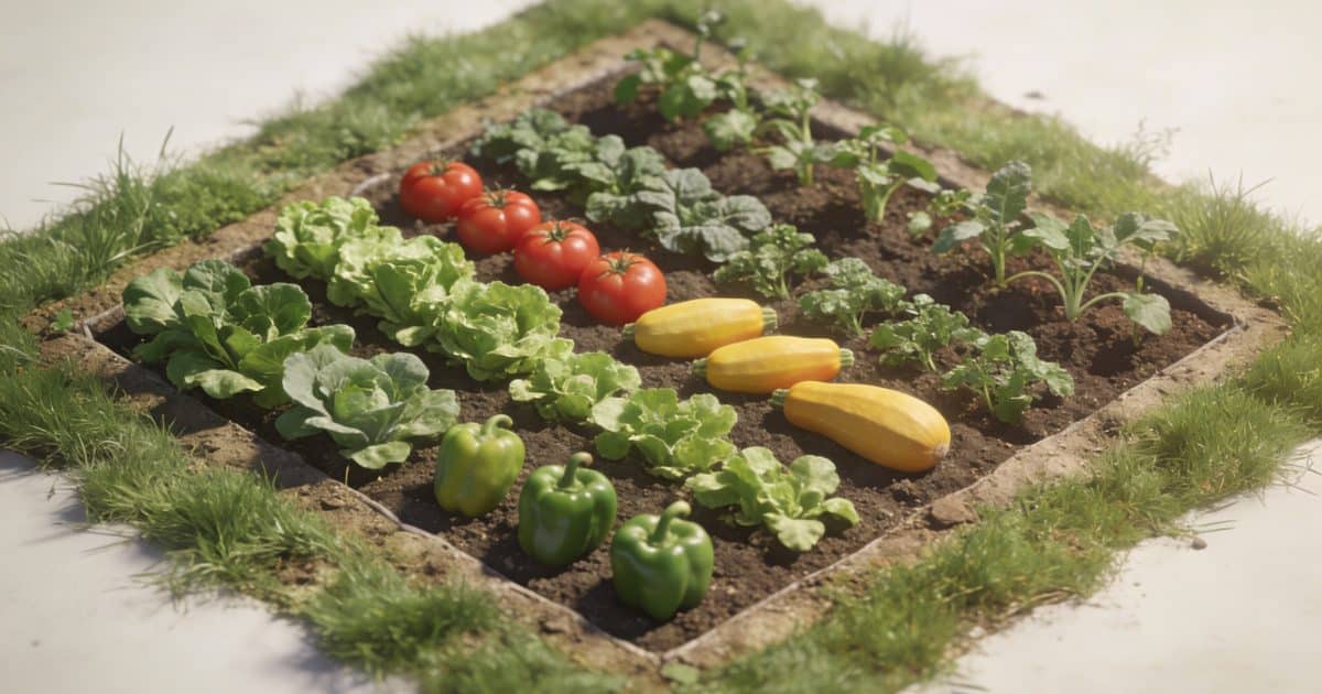 Vue aerienne dun jardin carre avec legumes