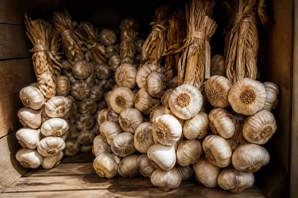 Bulbes ail secs stockes environnement frais obscurite ventilation
