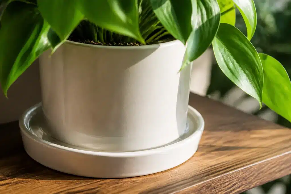 Pot imbrique avec soucoupe d'eau pour plantes